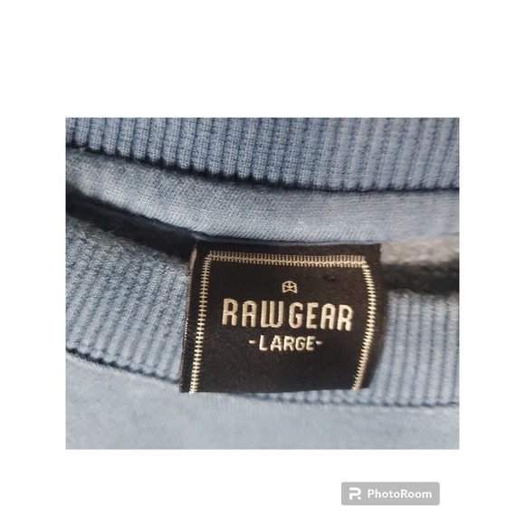 Raw Gear Mens Crewneck Pullover Size Large Sweatshirt Blue Fleece Sweater - Picture 3 of 3